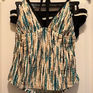 Tankini by Merona. Colors: green, black, white, and brown